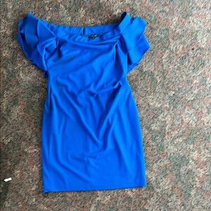 Lauren Ralph Lauren Blue Off-Shoulder Dress